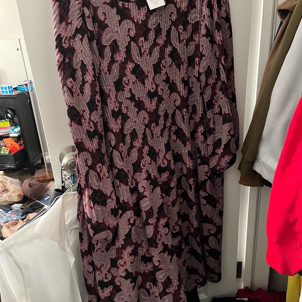 J. Jill Black and Pink Paisley A-Line Skirt